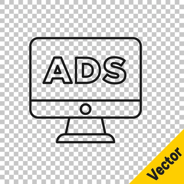 Línea Negra Icono Publicitario Aislado Sobre Fondo Transparente Concepto Proceso — Vector de stock