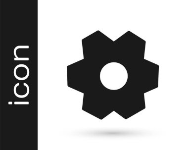 Gri Dişli simgesi beyaz arkaplanda izole edildi. Çarklı teçhizat ayarları. İşçi sembolü. Vektör İllüstrasyonu.