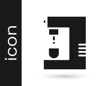 Gri kahve makinesi simgesi beyaz arkaplanda izole edilmiş. Vektör İllüstrasyonu.