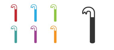 Siyah Crowbar simgesi beyaz arkaplanda izole edildi. Simgeleri renklendirin. Vektör İllüstrasyonu.