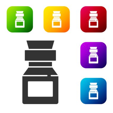 Beyaz arka planda izole edilmiş şişe ikonundaki zehir. Bir şişe zehir ya da zehirli kimyasal toksin. Vektör.