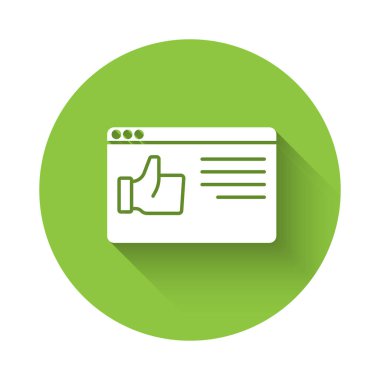 Beyaz Tarayıcı pencere simgesi uzun gölgeli izole edildi. Yeşil daire düğmesi. Vektör.