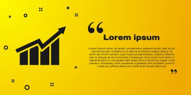 Siyah Finansal büyüme ikonu sarı arka planda izole edildi. Gelirleri arttırıyorum. Vektör.