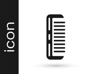 Beyaz arkaplanda siyah saç fırçası simgesi izole edildi. Taraklı saç işareti. Berber sembolü. Vektör.