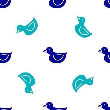 Mavi Rubber ördek ikonu beyaz arka planda izole edilmiş kusursuz desen. Vektör.