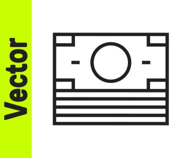 Siyah çizgi kağıt para yığını beyaz arka planda izole nakit ikonu. Para desteleri. Para birimi. Vektör.