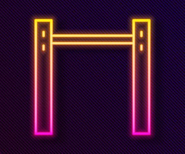 Parlayan neon hattı Sport yatay bar simgesi siyah arkaplanda izole edildi. Vektör.