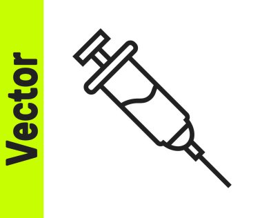 Siyah çizgi Doping şırınga ikonu beyaz arkaplanda izole edildi. Vektör.