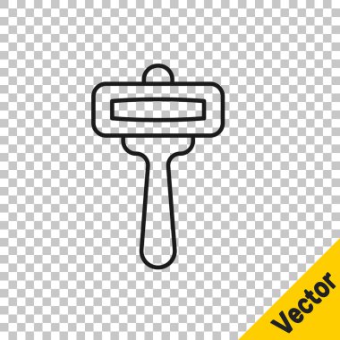 Siyah çizgi traş makinesi simgesi şeffaf arkaplanda izole edildi. Vektör.