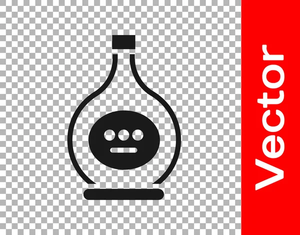 Botella Negra Coñac Brandy Icono Aislado Sobre Fondo Transparente Ilustración — Vector de stock