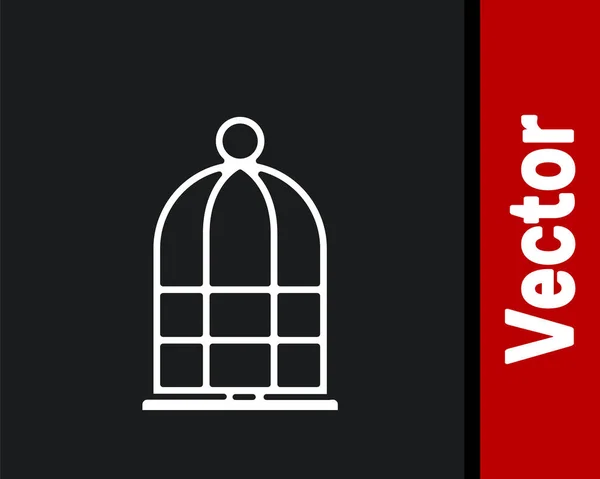Cage Blanche Pour Les Oiseaux Icône Isolée Sur Fond Noir — Image vectorielle