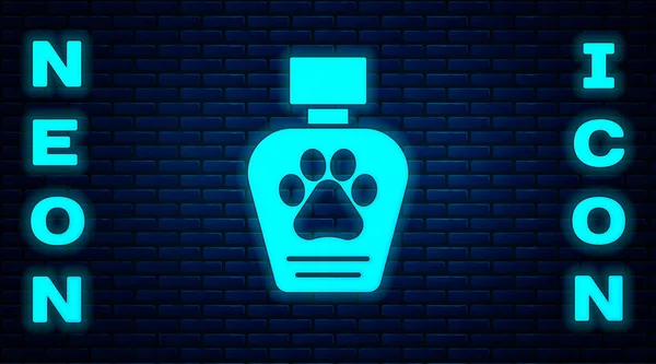 Glowing Neon Pet Shampoo Icon Isolated Brick Wall Background Pets — Stock Vector