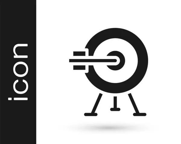 Schwarze Zielscheibe Mit Pfeil Symbol Auf Weißem Hintergrund Hinweisschild Bogenschießen — Stockvektor