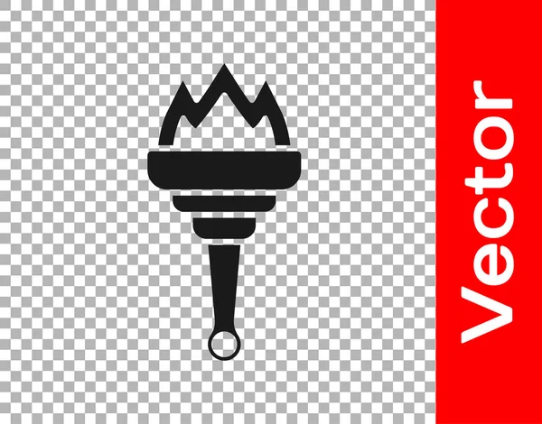Schwarze Fackel Flamme Symbol Isoliert Auf Transparentem Hintergrund Symbol Feuer — Stockvektor