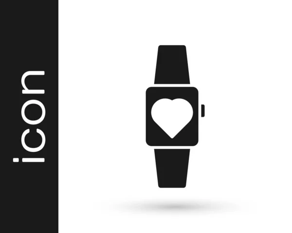 Icono Reloj Inteligente Negro Aislado Sobre Fondo Blanco Vector — Vector de stock