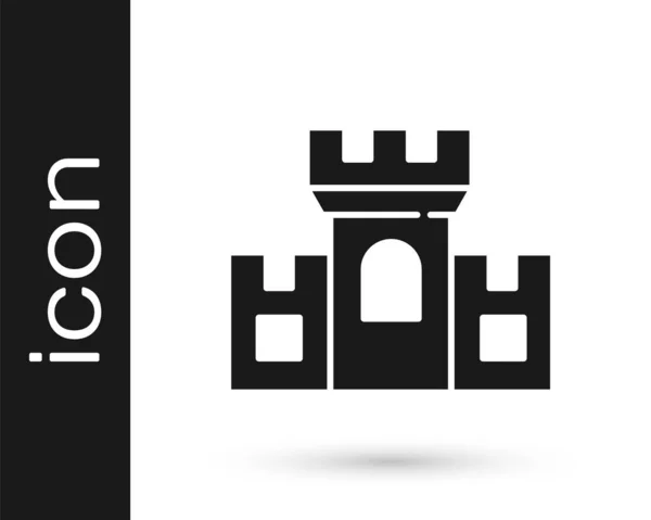Ікона Чорного Замку Ізольована Білому Тлі Середньовічна Фортеця Вежею Захист — стоковий вектор