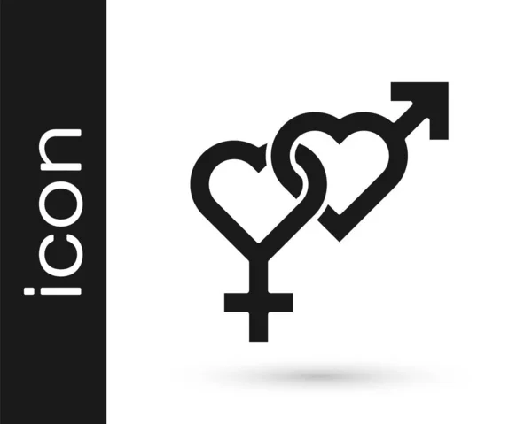 Czarna Ikona Płci Odizolowana Białym Tle Symbole Mężczyzn Kobiet Symbol — Wektor stockowy
