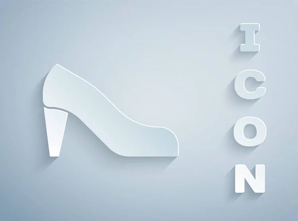 Zapato Mujer Corte Papel Con Icono Tacón Alto Aislado Sobre — Vector de stock