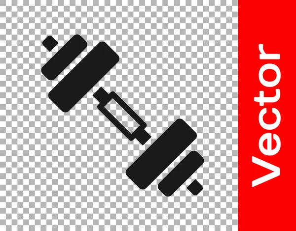 Черный Гантель Значок Изолирован Прозрачном Фоне Икона Поднятия Мышц Фитнес — стоковый вектор