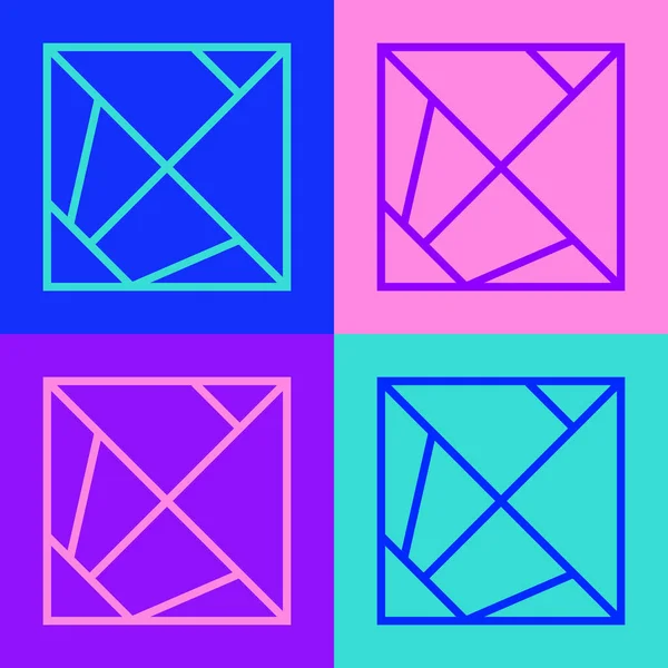 Pop Konst Linje Rubik Kub Ikon Isolerad Färg Bakgrund Mekaniska — Stock vektor