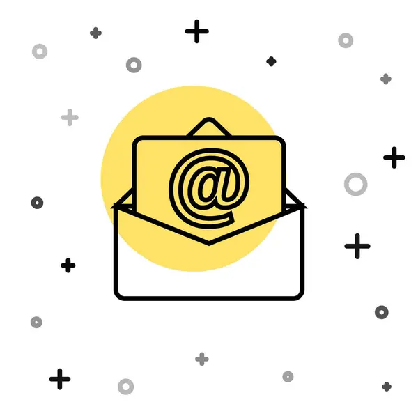 Schwarze Linie Mail Und Mail Symbol Isoliert Auf Weißem Hintergrund — Stockvektor
