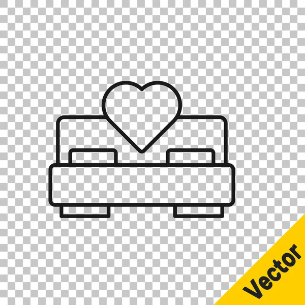 Schwarze Linie Schlafzimmer Symbol Isoliert Auf Transparentem Hintergrund Hochzeit Liebe — Stockvektor