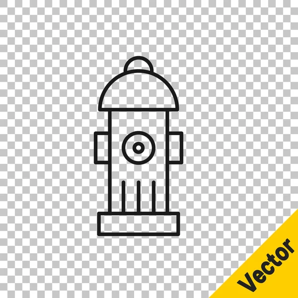 Black Line Fire Hydrant Icon Isolated Transparent Background Vector — Stock Vector