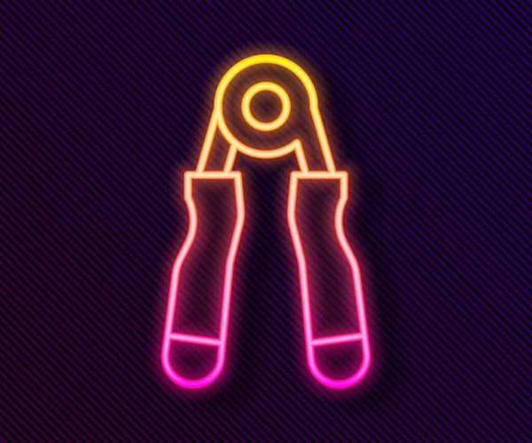 Glowing neon line Sport expander icon isolated on black background. Sport equipment. Vector. — Stock Illustration Glowing Neon Line Sport Expander Icon Isolated Black Background Sport Stock Illustration