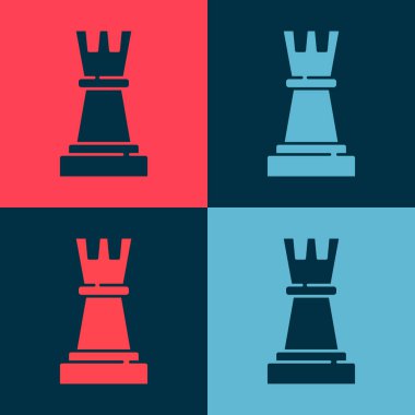 Pop Art Chess simgesi renk arkaplanında izole edildi. İş stratejisi. Oyun, yönetim, finans. Vektör.