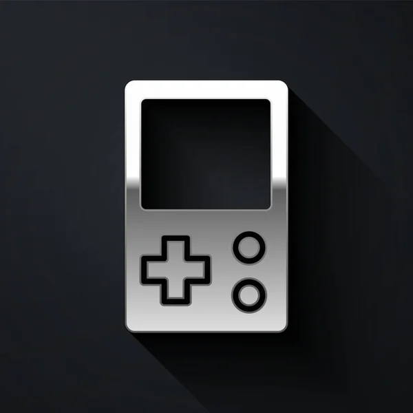 Silver Portable Ícone Jogo Eletrônico Tetris Isolado Fundo Preto Estilo —  Vetores de Stock