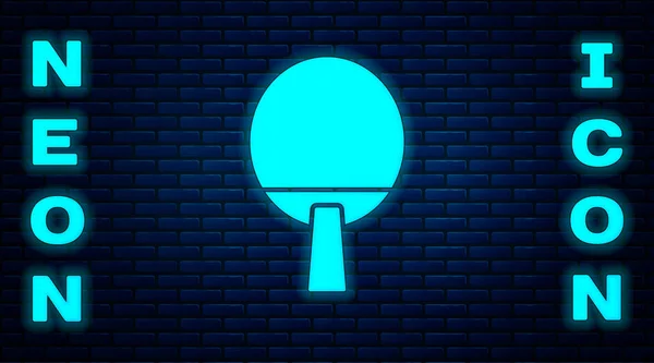 Leuchtender Neon Schläger Zum Spielen Von Tischtennis Ikone Isoliert Auf — Stockvektor