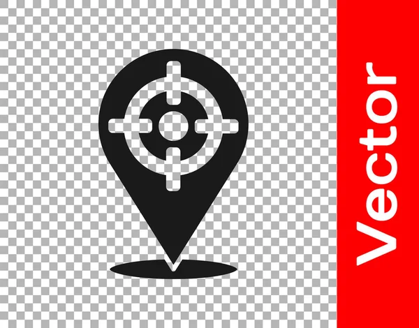 Black Target Icono Deportivo Aislado Sobre Fondo Transparente Objetivo Limpio — Vector de stock