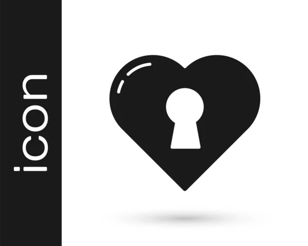 黑心与钥匙孔图标隔离在白色背景 锁定的心脏 爱的象征和钥匙孔标志 — 图库矢量图片