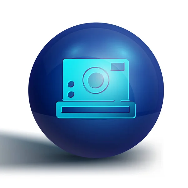 Blauwe Fotocamera Pictogram Geïsoleerd Witte Achtergrond Foto Camera Icoon Blauwe — Stockvector