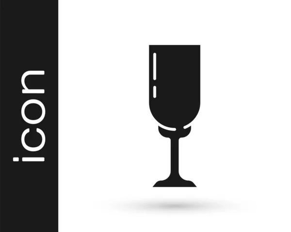 Verre Noir Icône Champagne Isolé Sur Fond Blanc Vecteur — Image vectorielle