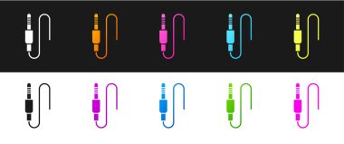 Ses kriko simgesini siyah beyaz arkaplanda izole et. Bağlantı ses ekipmanları için ses kablosu. Fiş kablosu. Müzik aleti. Vektör.