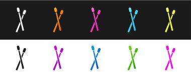 Davul çubukları simgesini siyah ve beyaz arkaplanda izole et. Müzik aleti. Vektör.