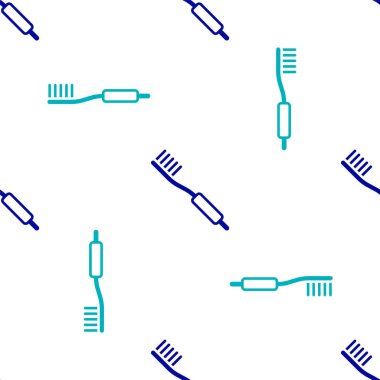 Mavi diş fırçası simgesi beyaz arkaplanda izole edilmiş pürüzsüz desen. Vektör.