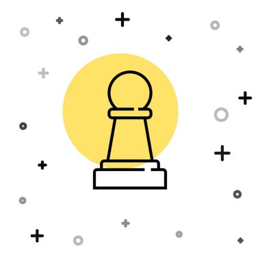 Siyah çizgi satranç simgesi beyaz arkaplanda izole edildi. İş stratejisi. Oyun, yönetim, finans. Rastgele dinamik şekiller. Vektör.