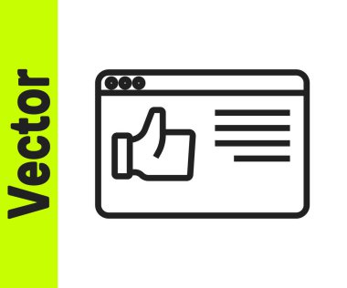 Siyah çizgi Tarayıcı pencere simgesi beyaz arkaplanda izole edildi. Vektör.