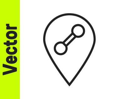 Siyah çizgi konum spor salonu ikonu beyaz arka planda izole edildi. Vektör.