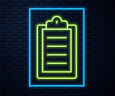 Parlayan neon hattı spor eğitim programı ya da duvarda izole edilmiş fitness planı ikonu. Vektör.