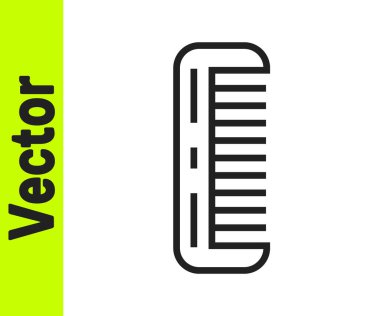 Beyaz arkaplanda siyah çizgi saç fırçası simgesi izole edildi. Taraklı saç işareti. Berber sembolü. Vektör.