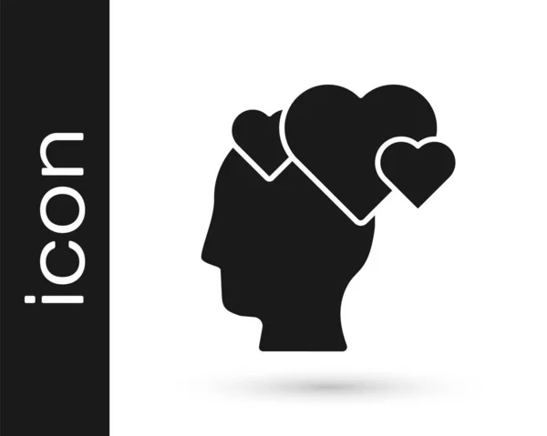 Schwarzer Menschenkopf Mit Herzsymbol Auf Weißem Hintergrund Liebeskonzept Mit Menschlichem — Stockvektor