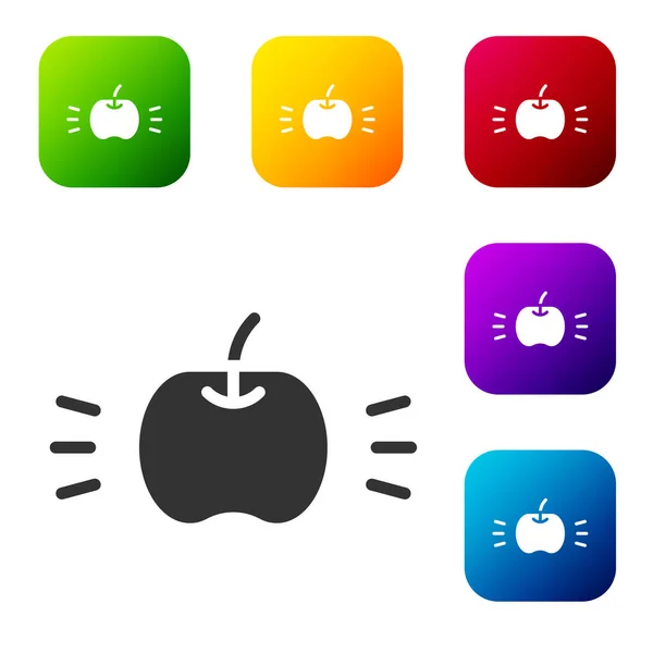 Schwarzes Apple Symbol Isoliert Auf Weißem Hintergrund Obst Mit Blattsymbol — Stockvektor