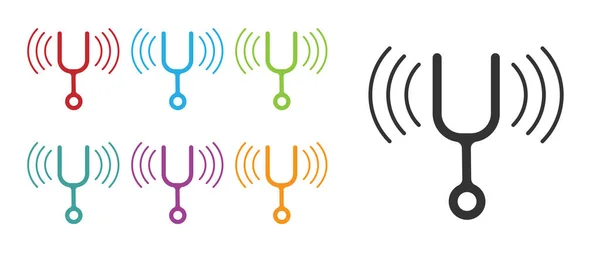 Nero Forchetta Musicale Accordare Icona Degli Strumenti Musicali Isolata Sfondo — Vettoriale Stock