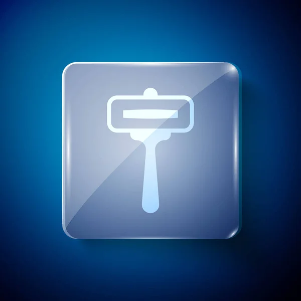 White Rasiermesser Symbol Isoliert Auf Blauem Hintergrund Quadratische Glasscheiben Vektor — Stockvektor
