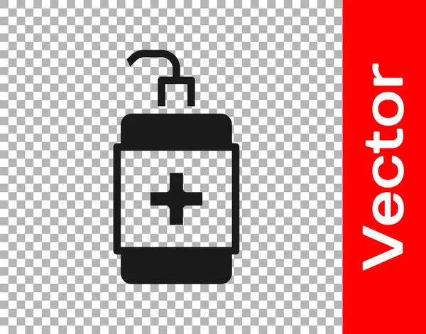 Black Hand Desinfektionsflasche Symbol Isoliert Auf Transparentem Hintergrund Desinfektionskonzept Waschgel — Stockvektor