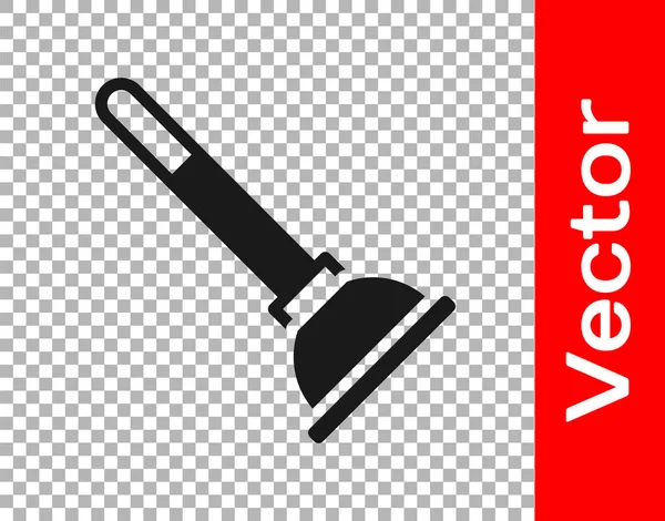 Black Rubber Plunger Wooden Handle Pipe Cleaning Icon Isolated Transparent — Stock Vector