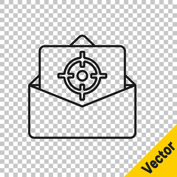 Schwarze Linie Mail Und Mail Symbol Isoliert Auf Transparentem Hintergrund — Stockvektor